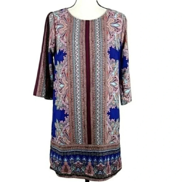 Francesca's Boho Damask Print Bali Dress - Picture 1 of 13